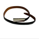 Joan & David  Vera pelle skinny‎ width silver bar belt Small Photo 2