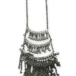 "Morana" Long Fringe Boho Western Silver Tone Necklace Piece Photo 2