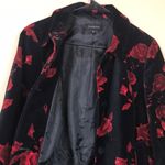 Talbots  Women's Floral Roses Velvet Black Red 7/8 Sleeve Jacket Photo 4