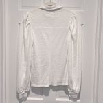 Nation Ltd Desta Top Optic White XS Long Sleeve Puff Shoulder Gold Snap Front Photo 4