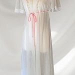 Dream Away | Vintage White Long Lingerie Kimono Robe Photo 0