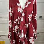 Cupcakes & cashmere Floral Burgundy Wrap Dress Red Size XS Photo 3