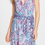 Lilly Pulitzer  Bellina Womens Small Wrap Seashell Print V Neck Sleeveless Dress Photo 0
