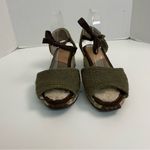 UGG  Sandals Delmar Wedge Espadrille Ankle Textured Sherpa Toe Bed Olive Green Photo 1