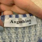 Angashion blue white stripe dress sz M nautical preppy teacher casual buttons Photo 8