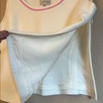 Tahari Size 8 Ivory White Pink Ribbon Trim Fitted Sleeveless Blouse Tank Top Photo 6