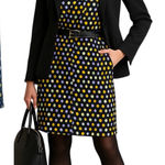 Chico's  Polka Dot Button Neck Dress Black Yellow Gray White‎ Photo 0