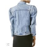 frame denim FRAME Rosette Puffed Sleeve Denim Light Blue Jean Jacket Size Small Photo 1