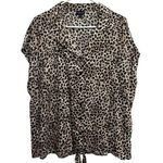 Torrid Cheetah Leopard Print Cap Sleeve Button Up Top Blouse Shirt Size 1 Photo 0