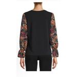 NWT The Pioneer Woman Flounce Sleeve Blouse, black floral, size Large Photo 1