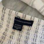 American Eagle Womens White Eyelet Lace V-Neck Cross Front Striped Crop Top XS Photo 2