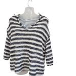 Free People Spells Trouble Stripe Pullover Sweater 3/4 Sleeve Ivory Black Small Photo 1