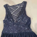Trixxi  Sequin Tulle Navy Blue Mini Party Dress MeshBack VNeck Women 5 Homecoming Photo 5