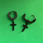Titanium Steel Cross Dangle Drop Earrings for Men Women,Punk Hip Hop Earrings Black Photo 2