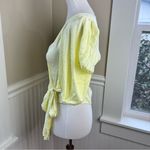 Krisa  Womens Yellow Snake Print Jacquard Wrap Blouse Puff Sleeve XS Photo 11