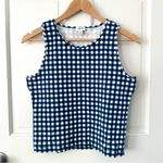 J.Crew  Longline Tank Top Blue White Gingham Sleeveless Stretchy Size M Photo 2