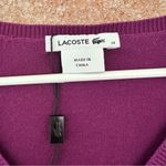 Lacoste V Neck Cotton Sweater Women’s EU 34 Small Purple Pockets Buttons Photo 5