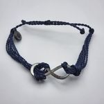 Pura Vida  Navy Blue Cord & Silver Tone Inifnity Adjustable Bracelet Photo 2