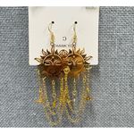 Gold Sun Face Dangle Earrings Celestial Star Chain Drop Boho Jewelry new Photo 4