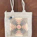 NWT Artisan Mongolian Woolcraft Quilt Square Tote Neutrals New Tan Photo 0