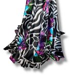 Vintage Cache Maxi Zebra Floral Mermaid Gown Strapless Corset Jeweled Brooch 4 Black Photo 3