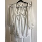 1. State  Womens White Cold Shoulder Blouse Long Sleeve Chiffon 2X Photo 2