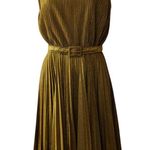 Vintage Betty Hartford glitter metallic dress with pleated skirt & belt Gold Photo 0