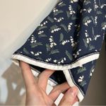 Garnet Hill  Asian Wrap Organic-Cotton Midi Sleep Night Gown Blue Size Large Photo 4