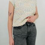 vintage retro chunky knit pastel rainbow undertone tank pearl white size M Pink Size M Photo 0