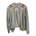 Anthropologie Sleeping on Snow Folklore Embroidered Cardigan Sweater Large Boho Gray Photo 3