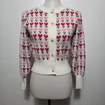 Jessica Simpson Ivory Cropped Heart Cardigan Romantic Feminine Valentine's Day Pink Size XS Photo 1