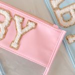 Varsity Letter “BABY” Cosmetic Bag In Strawberry Milkshake Color Pink Photo 2