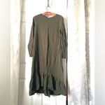 ZARA Trafaluc Olive Long Sleeve tunic midi Dress ruffle trim asymmetrical sz S Photo 1