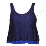 Lucca Couture  Blue & Black Lace Overlay Cropped Tank Back Zip Medium Photo 3