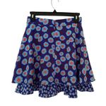 Kate Spade  Tangier Blue Floral Double Layer Silk Skirt Tiered 2 EUC Dressy Mini Photo 4