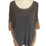 Drew women's size S oversized dark gray black and brown casual top suede Photo 1
