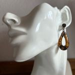 Vintage Brown foiled copper tone Teardrop Earrings Photo 5