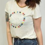 Free People  Cream Graphic Embroidered T-Shirt with Earth Design size Small Photo 0