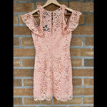 NBD  Peach Allover Lace Cold Shoulder Dress small Photo 13