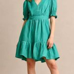 Boden USA NWOT Boden Linen Aquamarine Green Ruffles Midi Dress Size 14 Long Photo 0