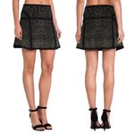 Diane Von Furstenberg  Flote Reptile Print Jacquard Knit Olive Mini Flare Skirt Photo 1