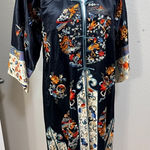 Kimono Vintage Mandarin Silk Robe Jacket Embroidered Geisha Oriental Jinhua MED Blue Photo 0
