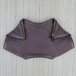 Alexander McQueen De Manta large light brown beige leather studded trim clutch Photo 6
