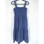 Uniqlo  Blue Cotton Eyelet Smocked Tiered Midi Dress XS 100% Cotton Photo 2