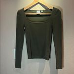 Aritzia TNA Homestretch Wide Scoopneck Long Sleeve Ribbed Shirt Green Small Photo 1