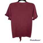 Hanger 55 Women’s Burgundy Short Sleeve Tie Front Top Size Small Red Photo 1