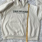 True Religion  Women's Arch Logo Boyfriend Hoodie Top Winter White size XL Photo 7