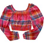 Sanctuary NWT, Laurie Solet Madras Smocked Crop Top, Sz XS Photo 11