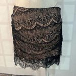 Free People NWT Zoey black lace nude lined ruched mini skirt size 12 Photo 3