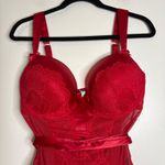 Lovehoney Red Lace Tulle Corset Bodysuit Garter Straps Plus Size 3X 4X Photo 1